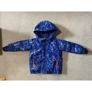 Kamik Toddler Blue Geometric Hooded Insulated Winter Jacket Size 3/98